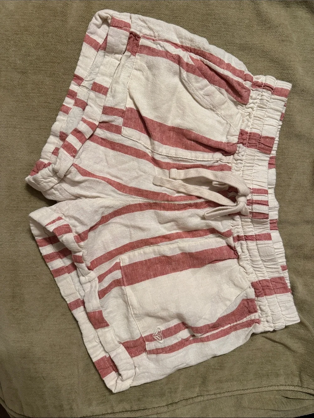 Roxy Pink and White Striped Women's Athletic Shorts